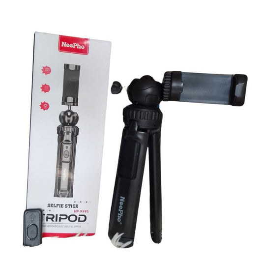NeePho NP-999s 2-in-1 Selfie Stick & Tripod | Adjustable Height, Bluetooth Remote | Universal Smartphone & Camera Mount | Lightweight & Portable