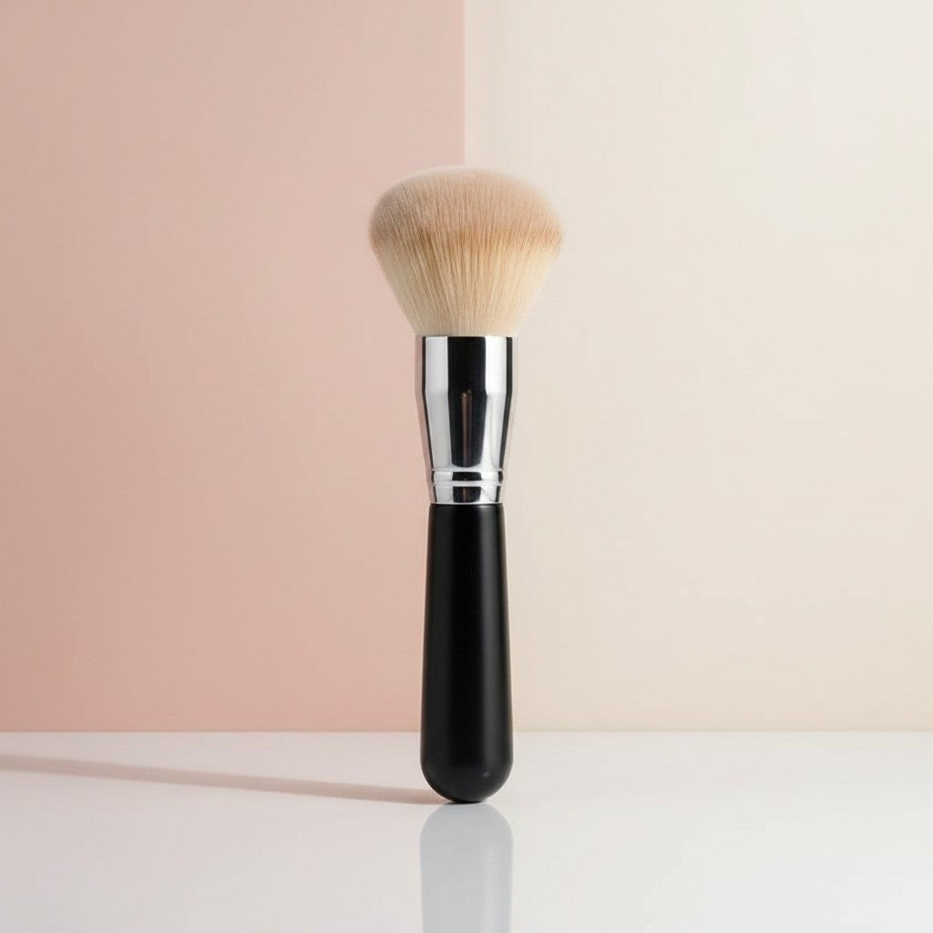 Nova Mart Mac Beauty professional powder brush with soft synthetic bristles and a sleek black handle