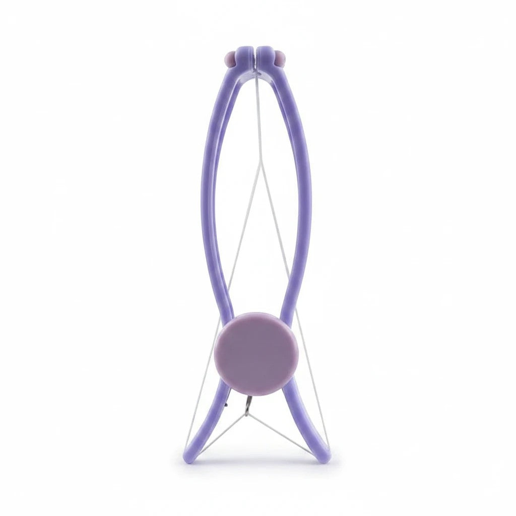 Nova Mart purple handheld cotton threading device for precise facial hair removal and eyebrow shaping at home.