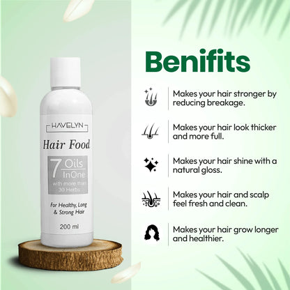 Havelyn Hair Food Oil 200ml | 7 Oils & 30+ Herbal Extracts for Strong & Healthy Hair