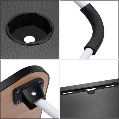 Laptop Table | Black Color | Foldable Legs, Tablet Groove & Cup Slot | Perfect for Working, Reading, Writing, and Eating