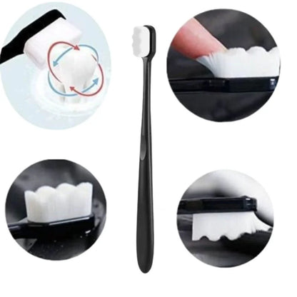Nano Toothbrush with Travel Case | Ultra Soft Micro-Nano Bristles | For Sensitive Gums, Adults & Kids | Black