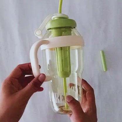 Ice Cream Water Bottle with Straw & Tea Infuser | 1400ml | | Large Capacity Gym & Summer Drink Bottle | Random color
