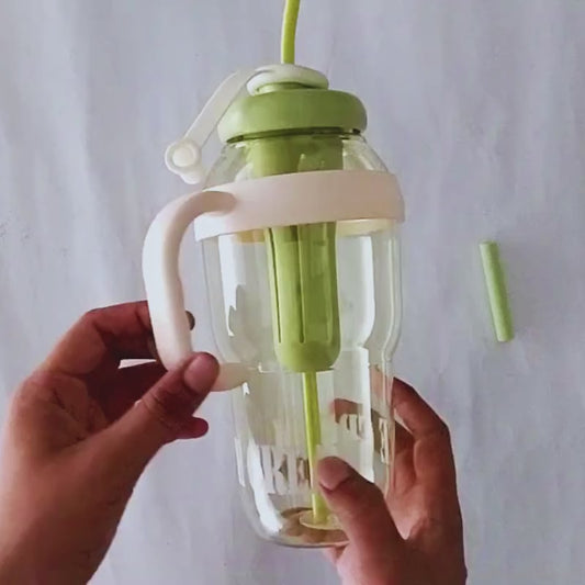 Ice Cream Water Bottle with Straw & Tea Infuser | 1400ml | | Large Capacity Gym & Summer Drink Bottle | Random color